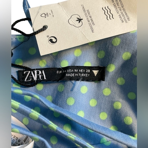 Zara Polka Dot Cropped Halter Strappy Cotton Top Size Medium NWT - Picture 8 of 8